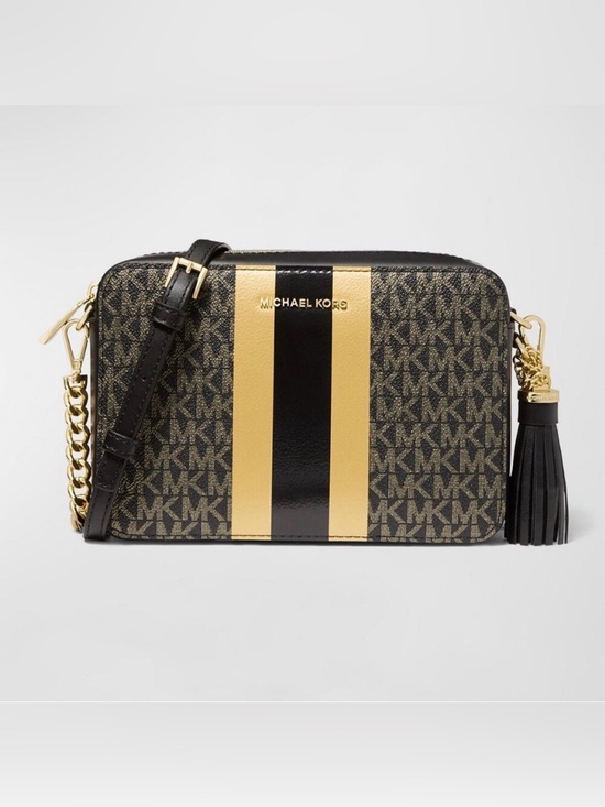 Michael Kors Handbags - Michael Kors Small Black and Gold Crossbody Bag with Matching Wallet